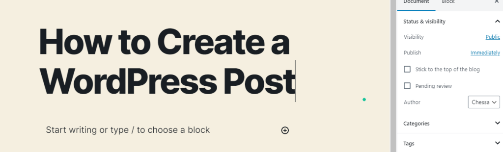 How to create a wordpress post
