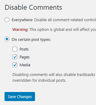 Disable all Comments