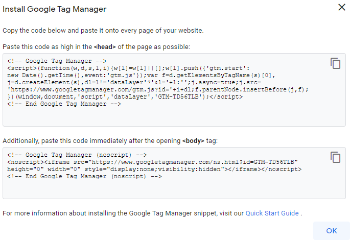Install the Google Tag Manager into WordPress