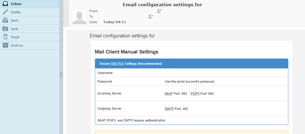 Manually configure email