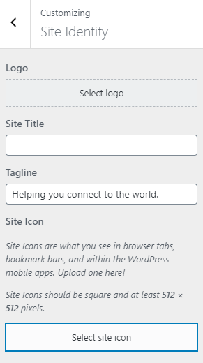 Select the site icon
