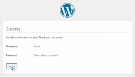 wordPress installed Login