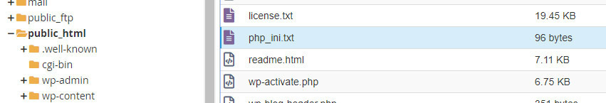 Uploaded PHP ini file